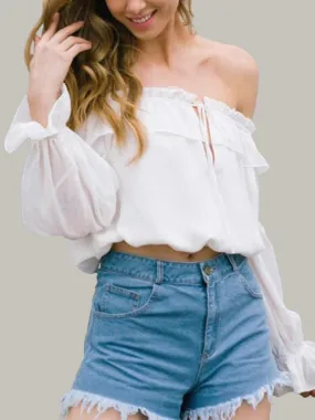 Off-the-Shoulder Princess Chiffon Blouse