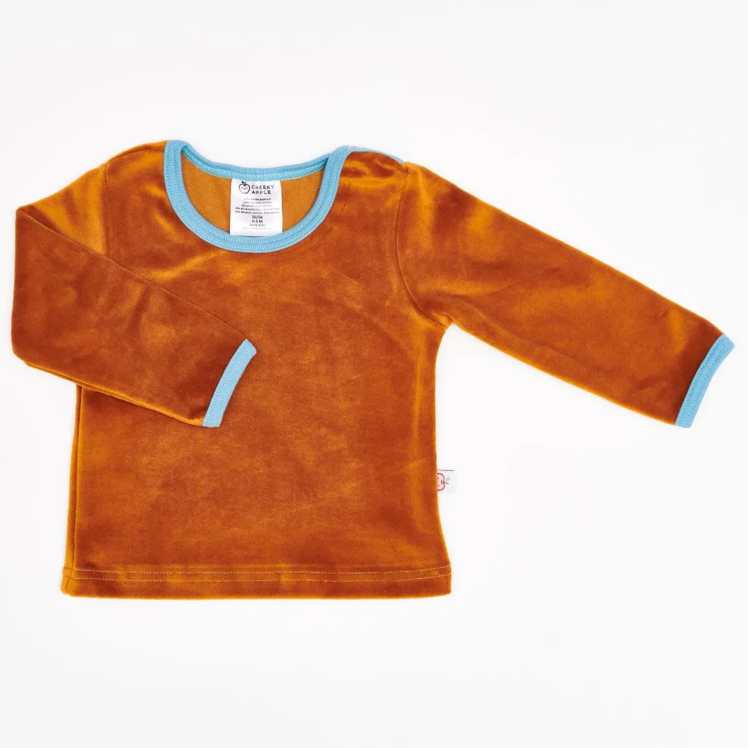 Organic longsleeve baby top "Nicki Caramel" - 100% organic cotton