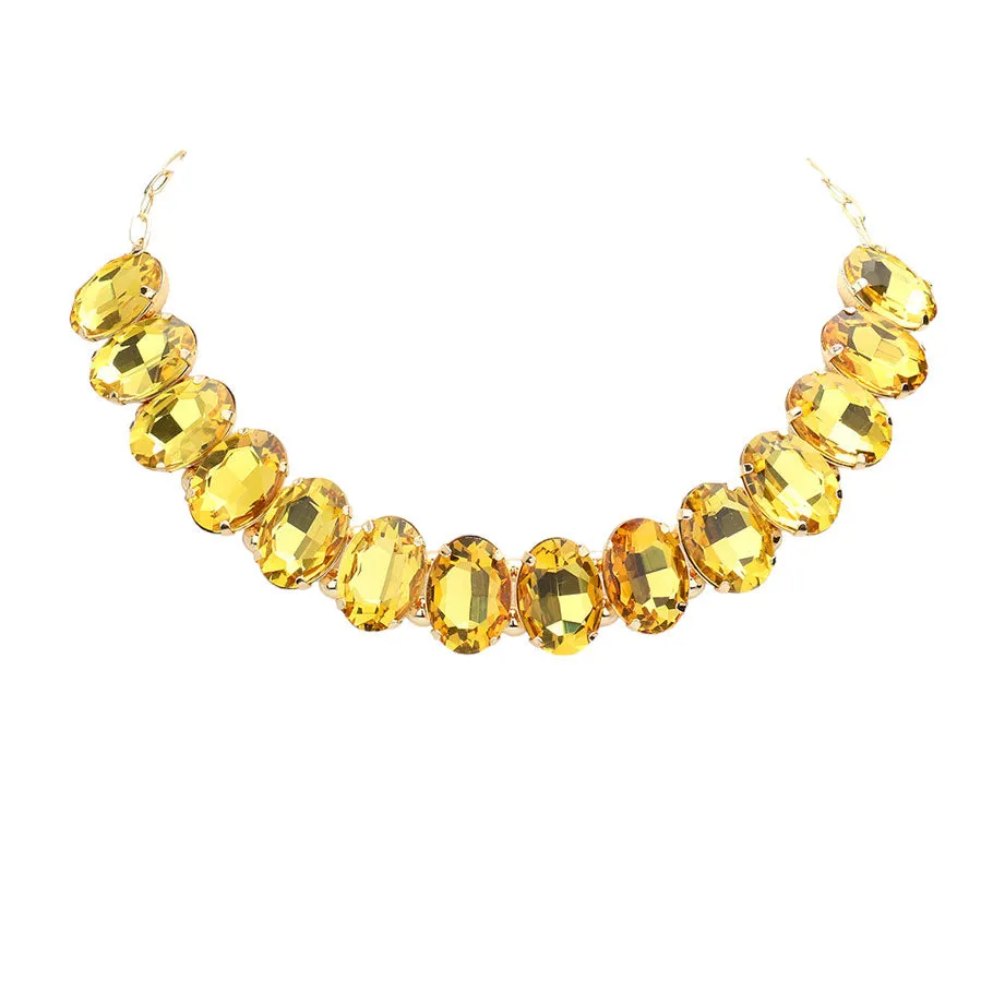 Oval Stone Evening Necklace