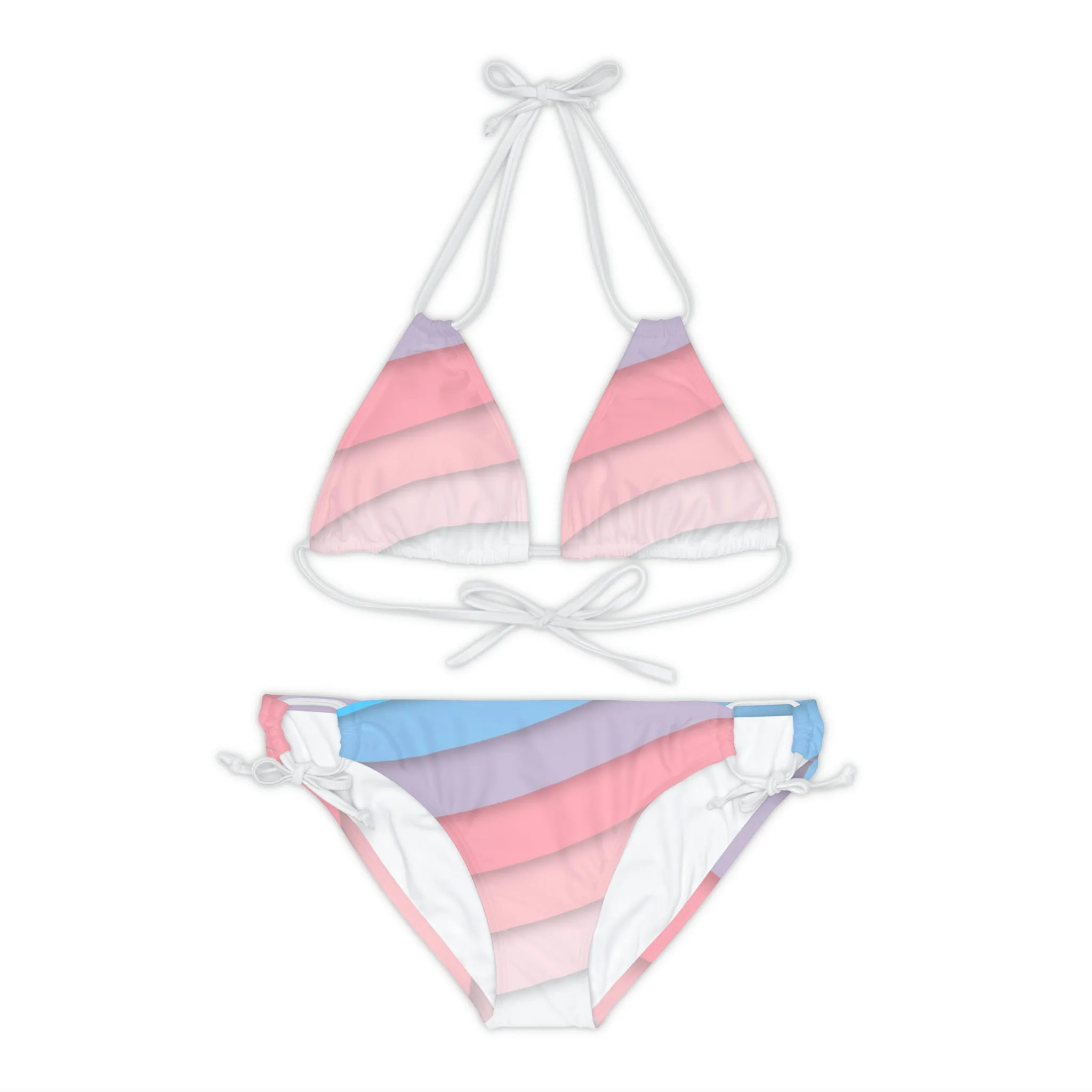 Pastel Waves Strappy Bikini Set