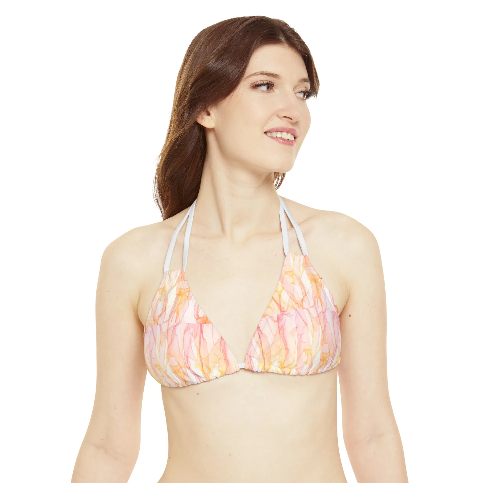 Peach Wisps Strappy Bikini Set