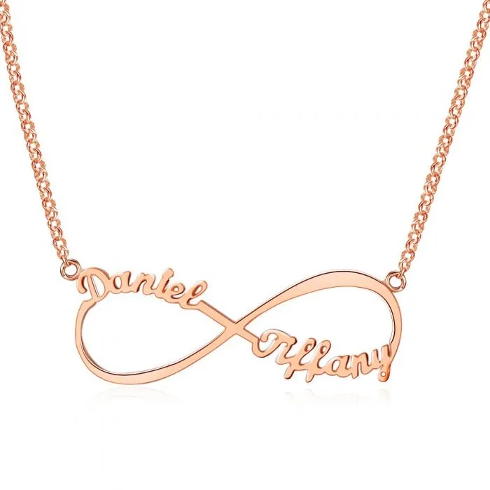 Personalized 2 Cursive Names Infinity Name Necklace Stainless Steel