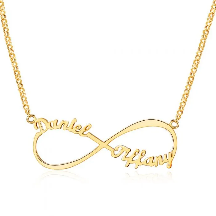 Personalized 2 Cursive Names Infinity Name Necklace Stainless Steel