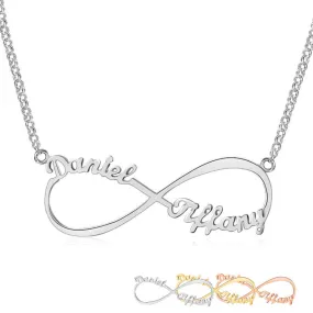 Personalized 2 Cursive Names Infinity Name Necklace Stainless Steel