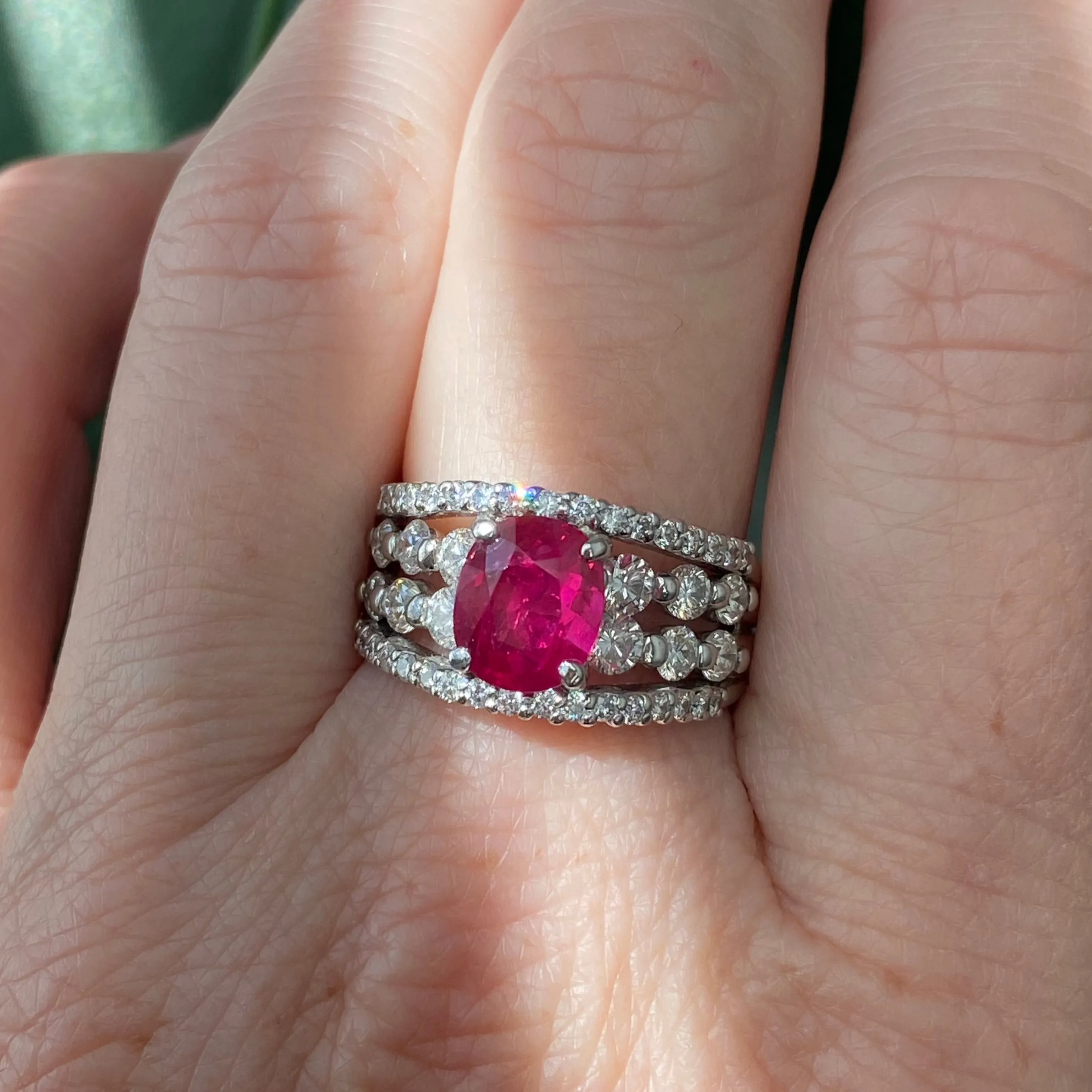 Platinum Certified Burma Ruby and Diamond Ring