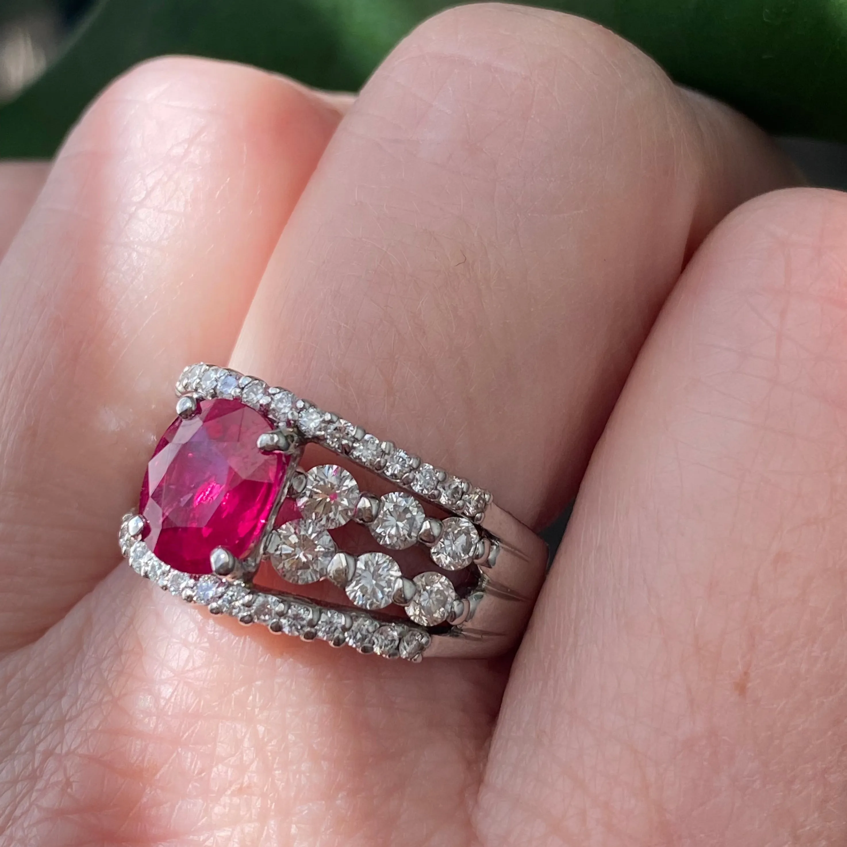 Platinum Certified Burma Ruby and Diamond Ring