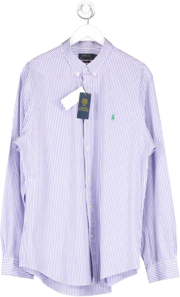 Polo Ralph Lauren White / Lilac  Slim Fit Striped Stretch Poplin Shirt BNWT UK XL