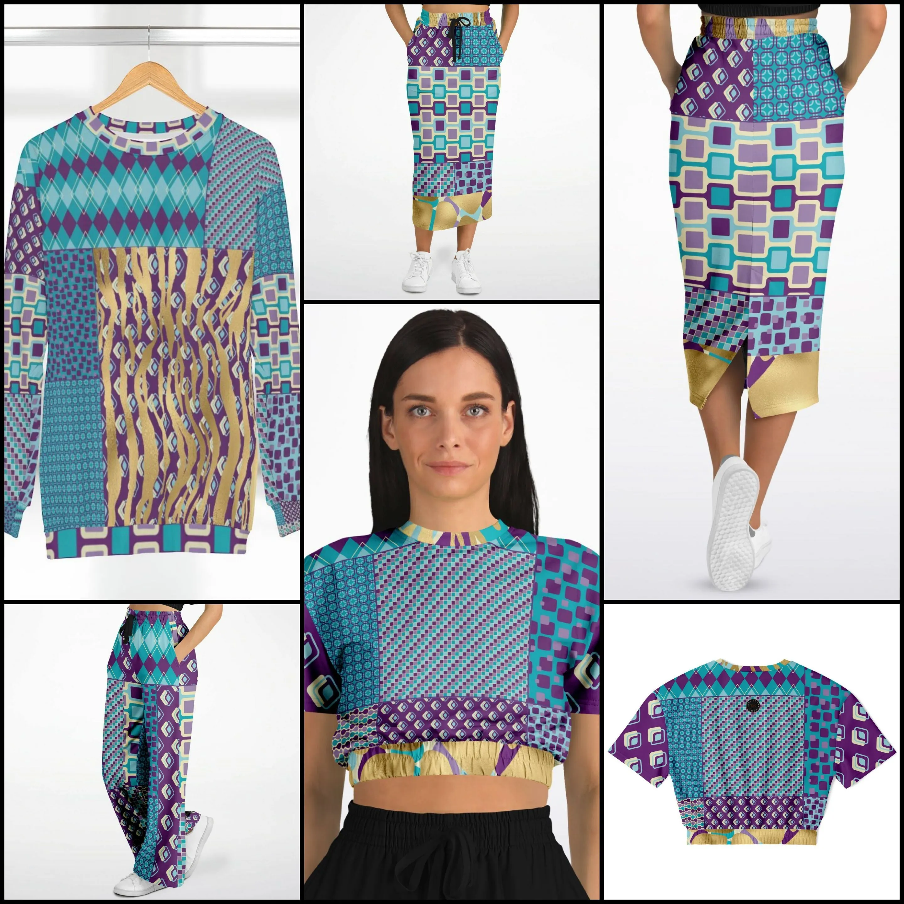 Purple Jetson Short Sleeve Cropped Eco-Poly Sweater