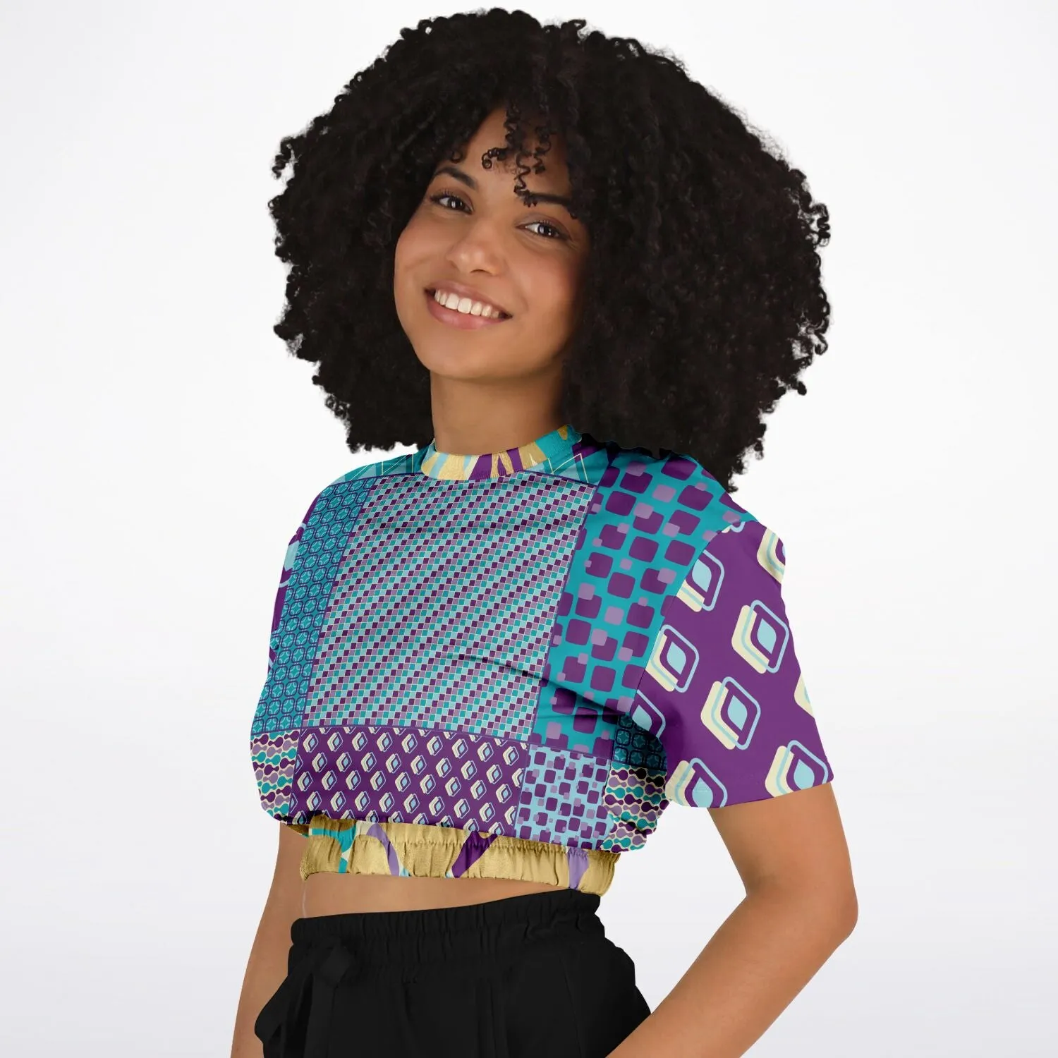 Purple Jetson Short Sleeve Cropped Eco-Poly Sweater