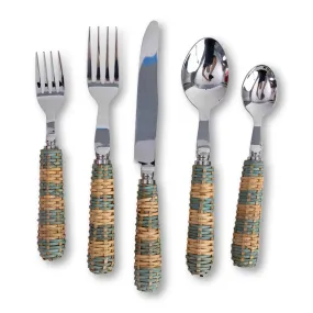 Rattan Cutlery S/5 - Blue