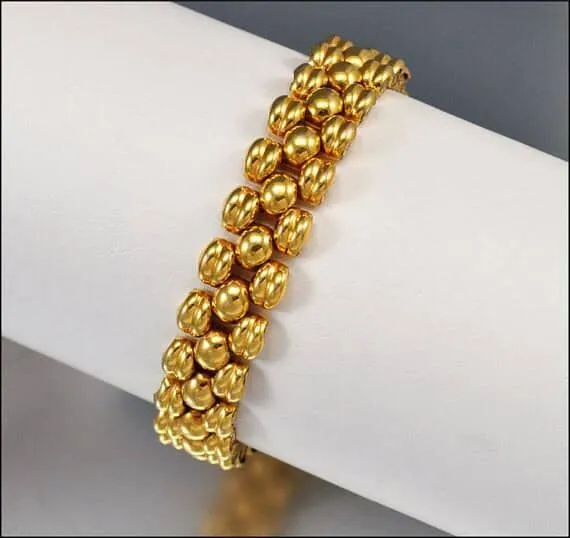 Retro Swiss Gold Tank Tread Panther Link Bracelet