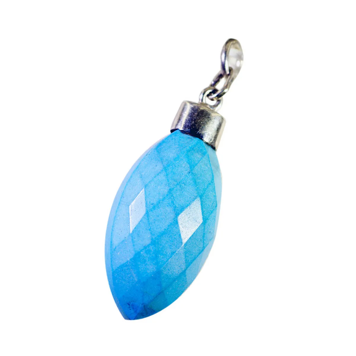 Riyo Fanciable Gems Marquise Checker Blue Turquoise Solid Silver Pendant Gift For Anniversary