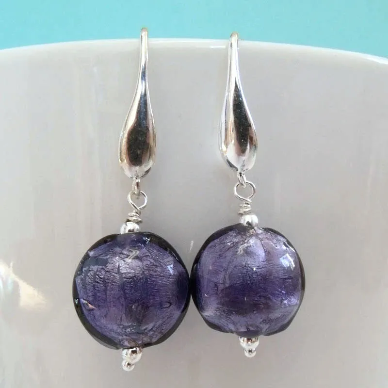 royal purple sparkle earrings