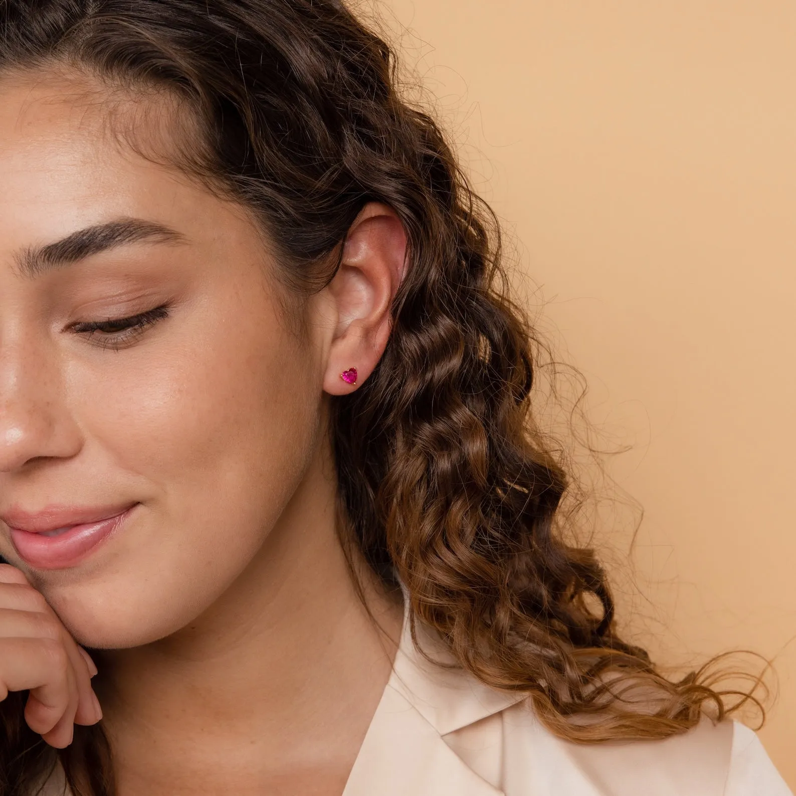 Ruby Heart Studs