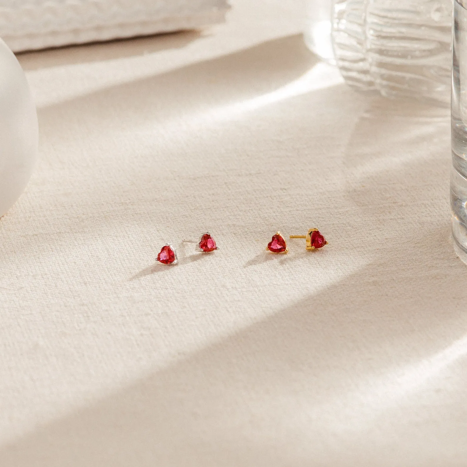 Ruby Heart Studs