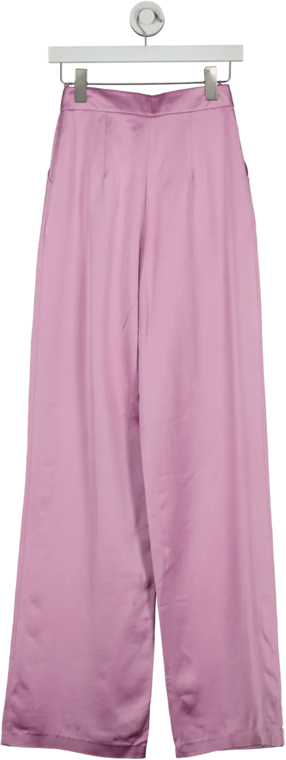 SELMACILEK Purple Wide Leg Satin Pants UK XS