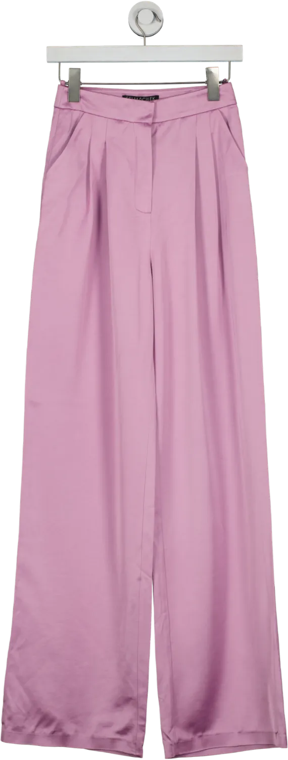 SELMACILEK Purple Wide Leg Satin Pants UK XS