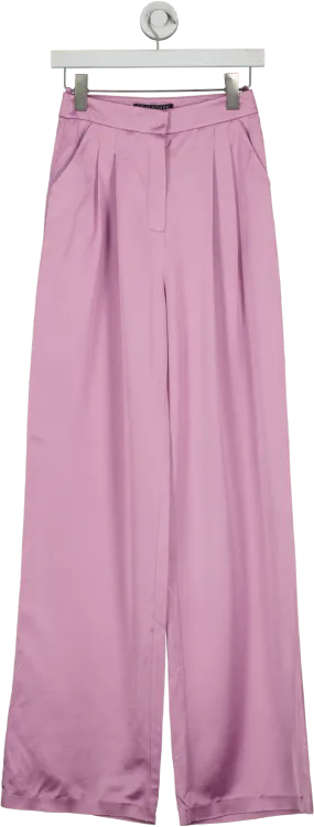 SELMACILEK Purple Wide Leg Satin Pants UK XS