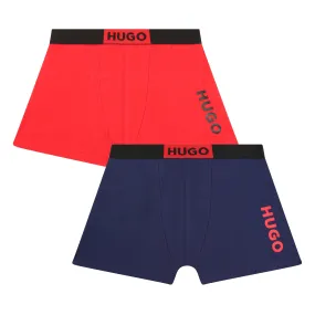 Set de bóxer HUGO azul/rojo para nios y adolescentes