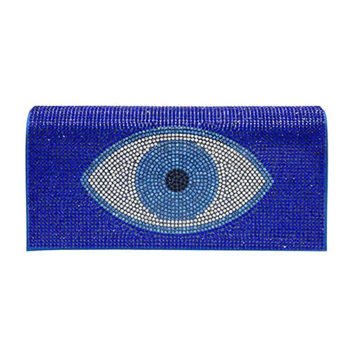 Shimmery Evil Eye Evening Clutch Crossbody Bag