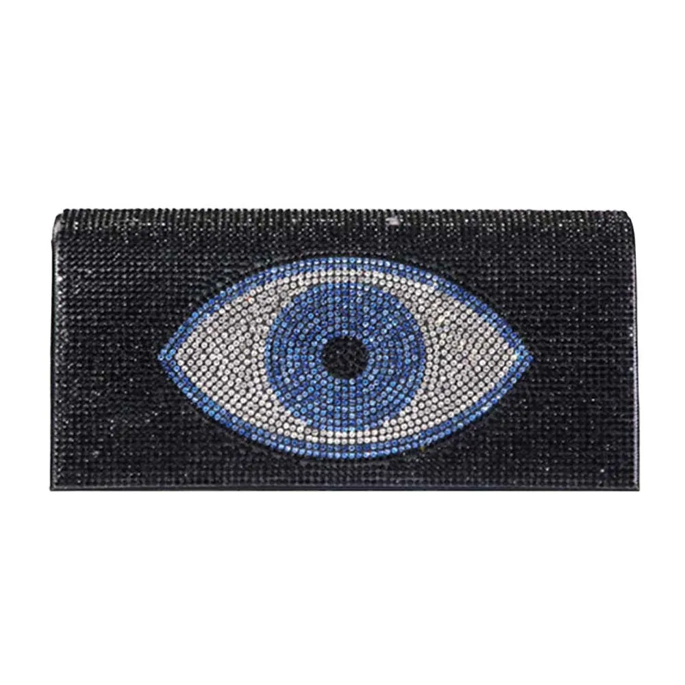 Shimmery Evil Eye Evening Clutch Crossbody Bag