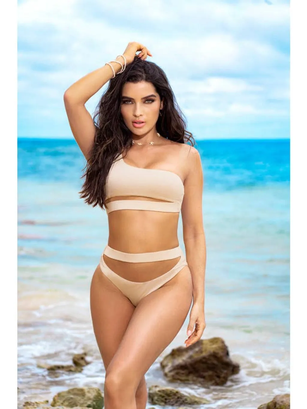 Shimmery In Greece Swimsuit - Ivory