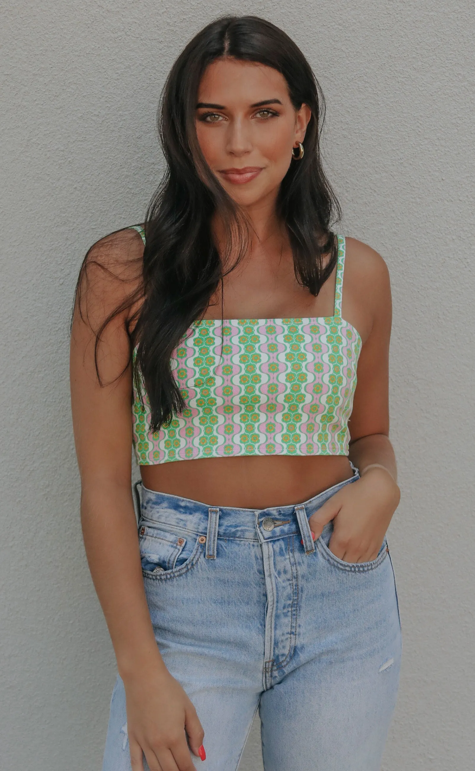 show me your mumu: borderline crop top - watermelon geo