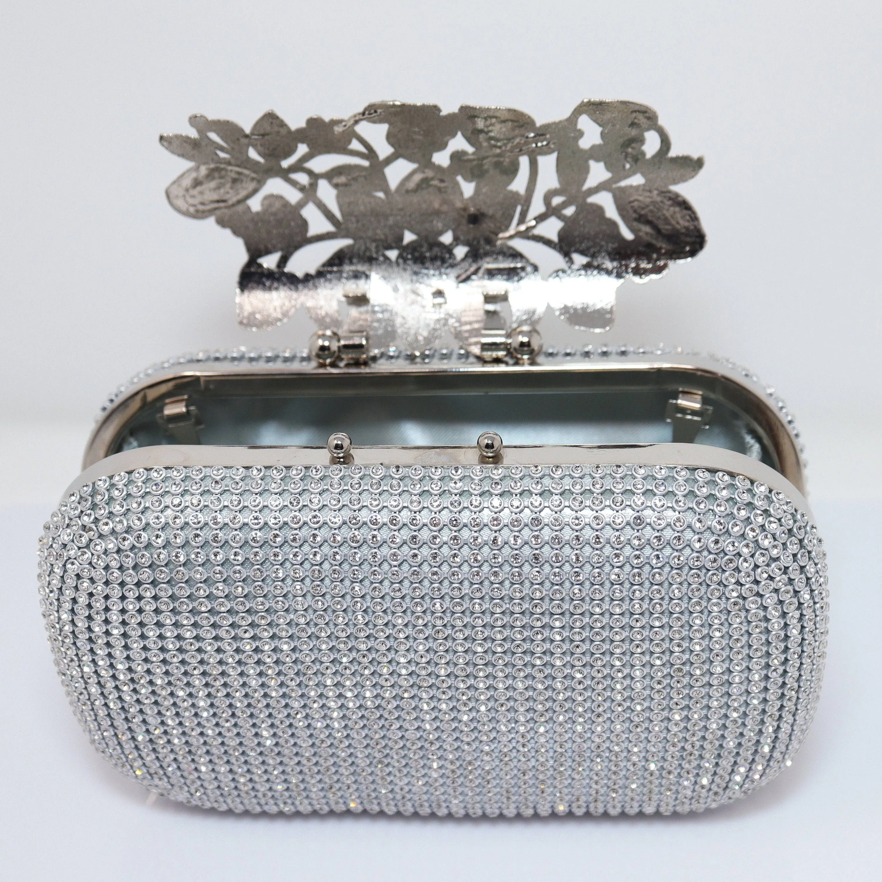 Silver & Gold Crystal Wedding Clutch, Statement Bag, Evening Clutch, Wedding Clutch, Bridal Bag, White Cross Body Bag