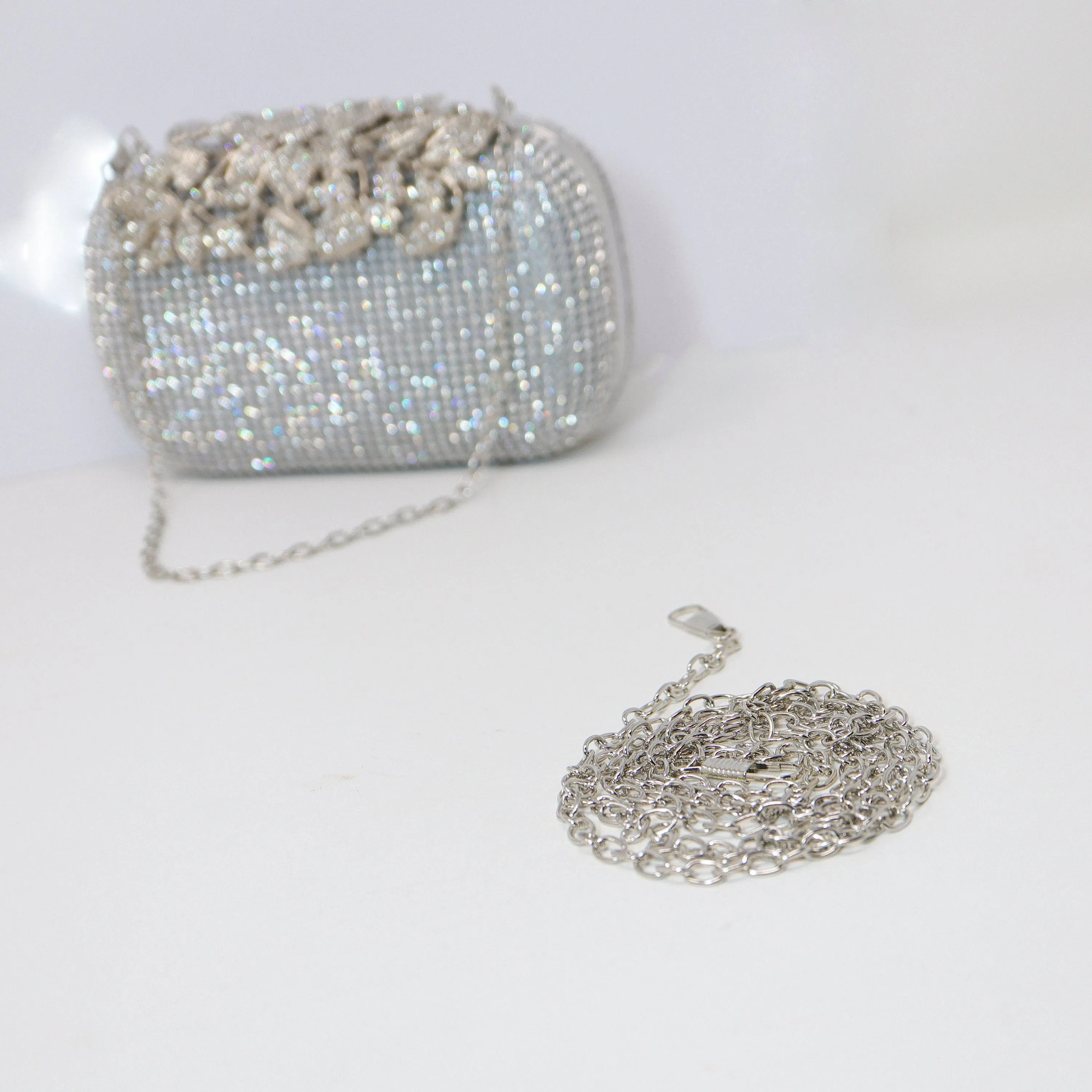 Silver & Gold Crystal Wedding Clutch, Statement Bag, Evening Clutch, Wedding Clutch, Bridal Bag, White Cross Body Bag