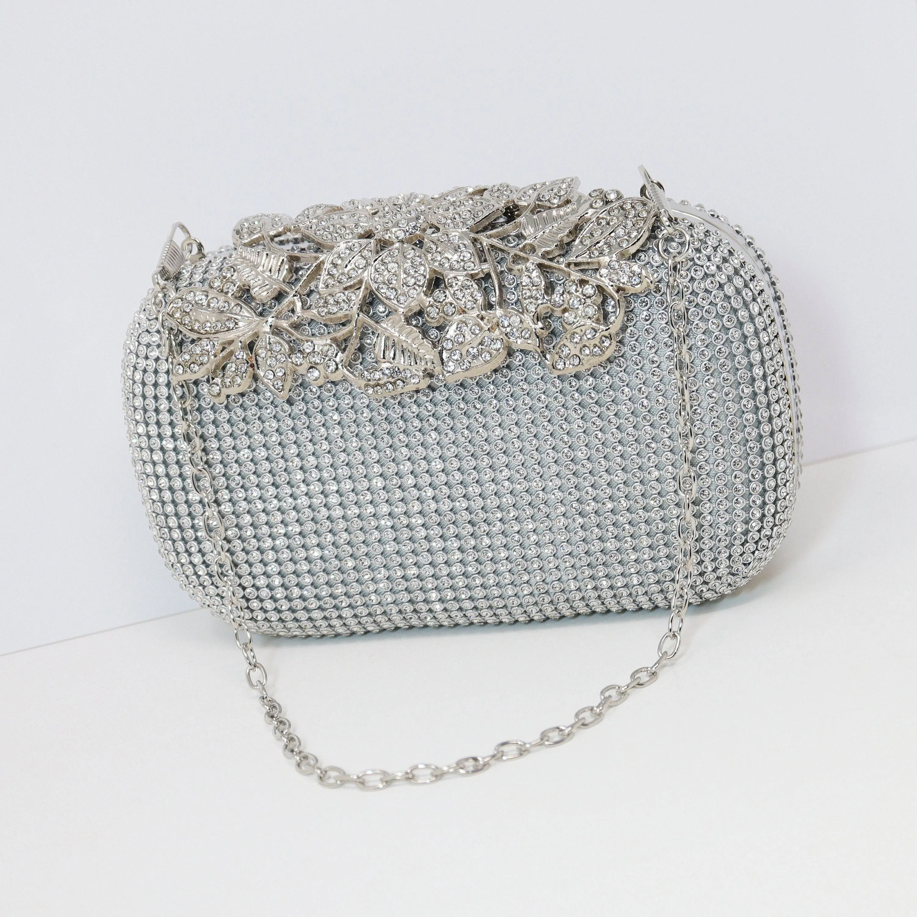 Silver & Gold Crystal Wedding Clutch, Statement Bag, Evening Clutch, Wedding Clutch, Bridal Bag, White Cross Body Bag