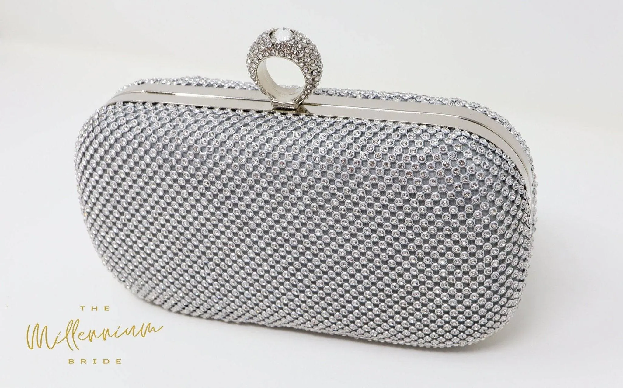 Silver Crystal Wedding Clutch, Statement Bag, Evening Clutch, Wedding Clutch, Bridal Bag, White Cross Body Bag