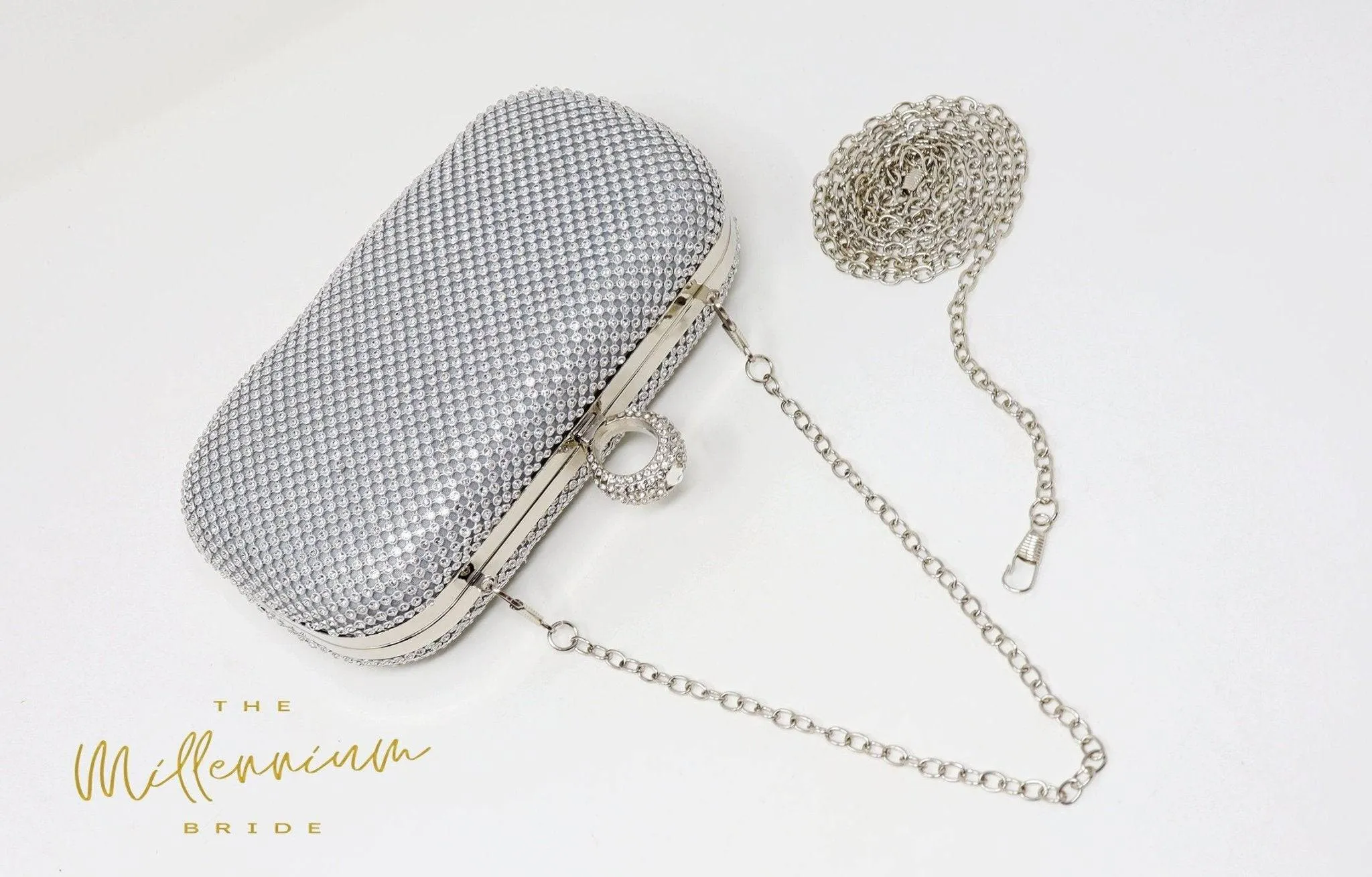 Silver Crystal Wedding Clutch, Statement Bag, Evening Clutch, Wedding Clutch, Bridal Bag, White Cross Body Bag