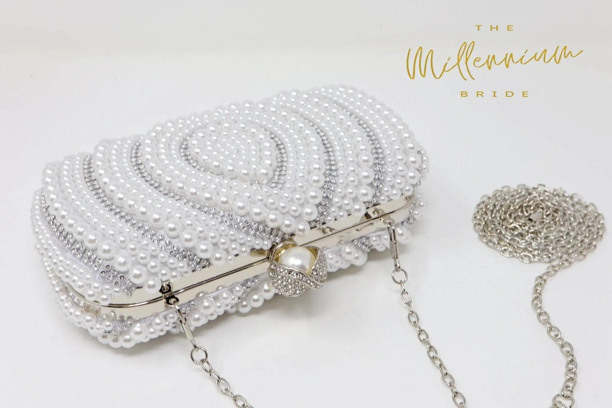 Silver Pearl Crystal Wedding Bag, Statement Bag, Evening Clutch, Bridal Clutch, Bridal Bag, Cross Body Bag