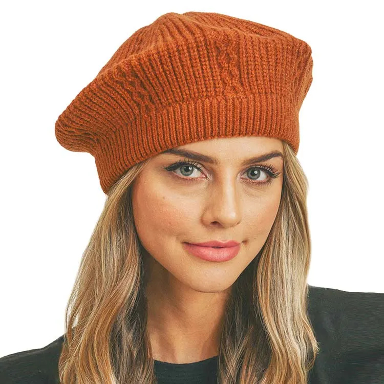 Solid Knit Beret Hat