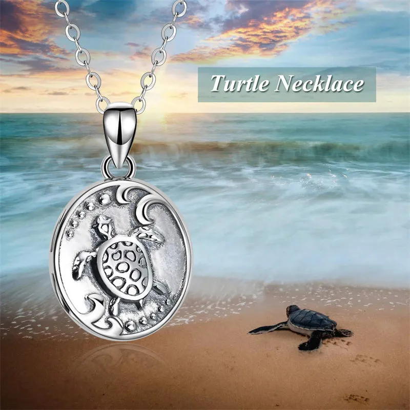 Sterling Silver Locket Necklaces That Hold Pictures Turtle Necklace Gifts for Women Teens Birthday