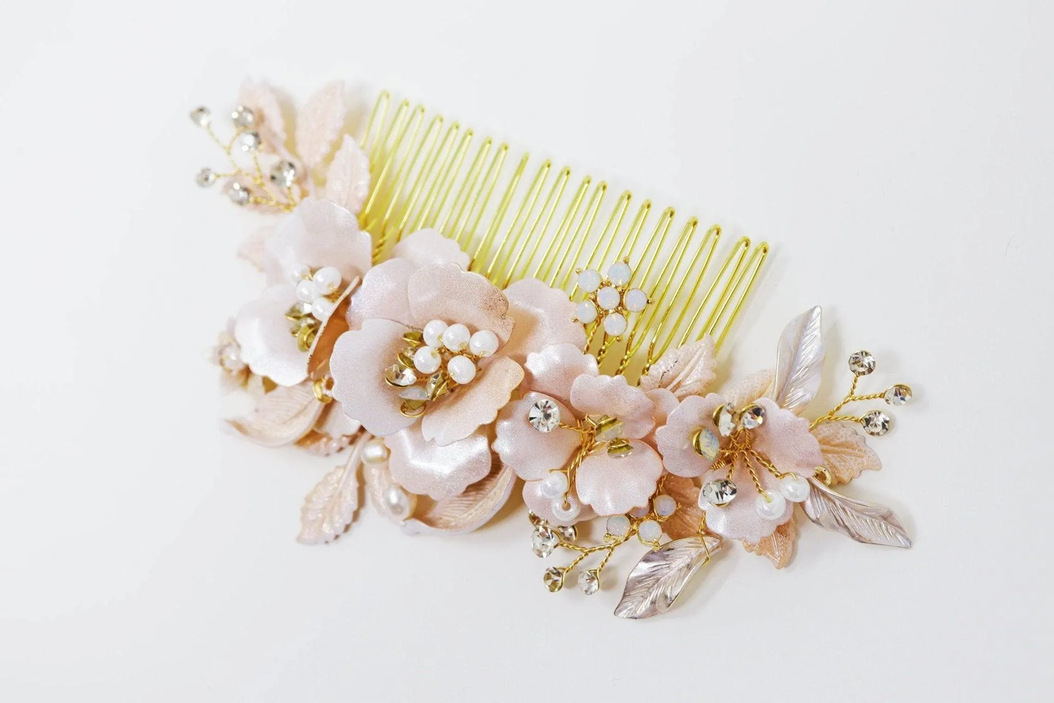 Swarovski Freshwater Pearls Large Baroque Pink Flower Bridal Hair Comb, Wedding Hair Accessories, Bridal Hair piece, Wedding Hair Accessory.