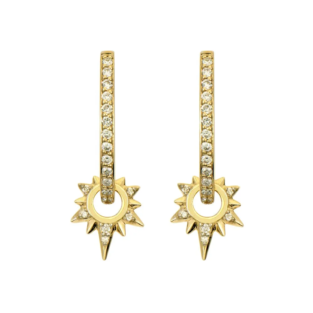 Three Stories 14K Tiny Love Explosion Starburst Charm Earring