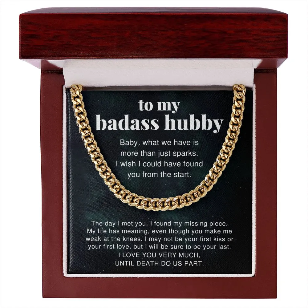 To My Badass Hubby From Wife Gift Love Poem Anniversary Cuban Chain Necklace