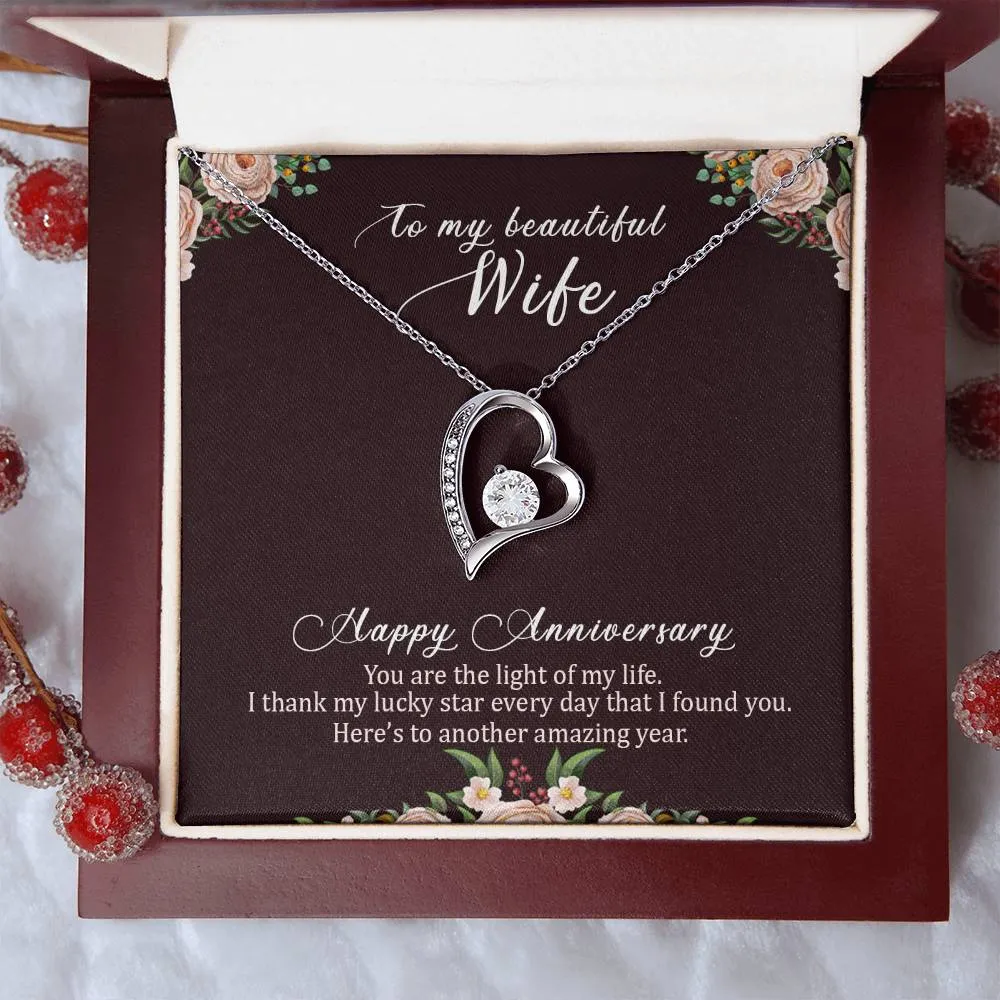 To My Beautiful Wife Necklace from Husband, Happy Anniversary GIfts