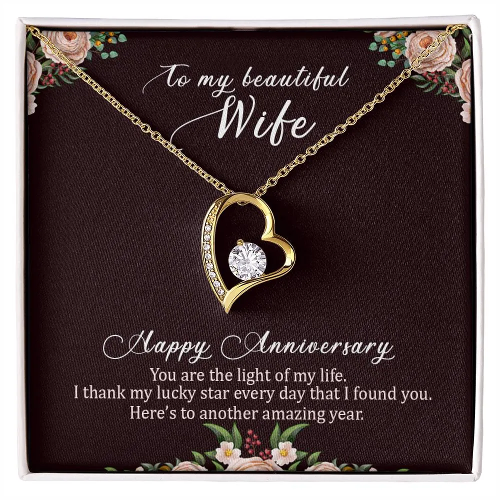 To My Beautiful Wife Necklace from Husband, Happy Anniversary GIfts