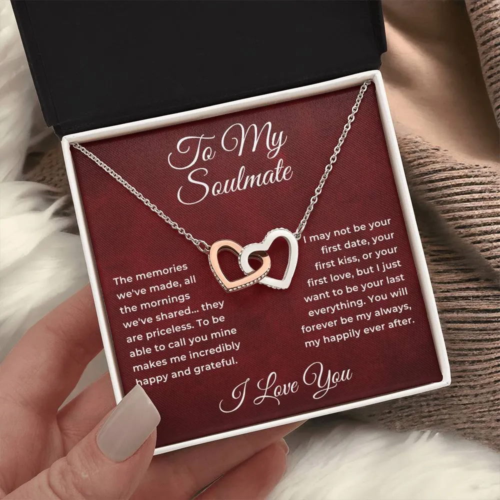 To My Soulmate From Husband Boyfriend Interlocking Hearts Pendant Necklace Jewelry Gift