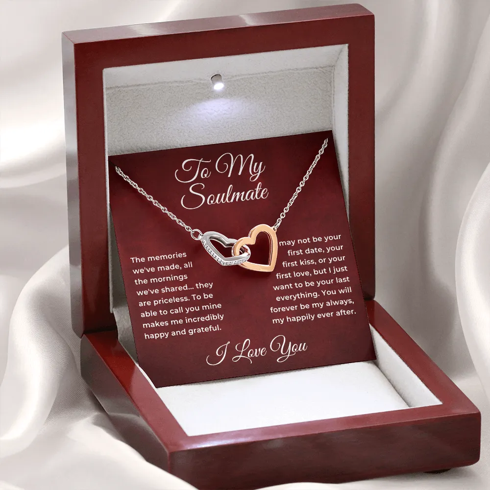 To My Soulmate From Husband Boyfriend Interlocking Hearts Pendant Necklace Jewelry Gift