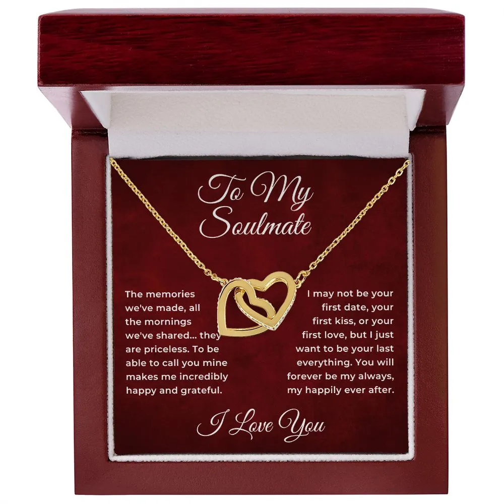 To My Soulmate From Husband Boyfriend Interlocking Hearts Pendant Necklace Jewelry Gift