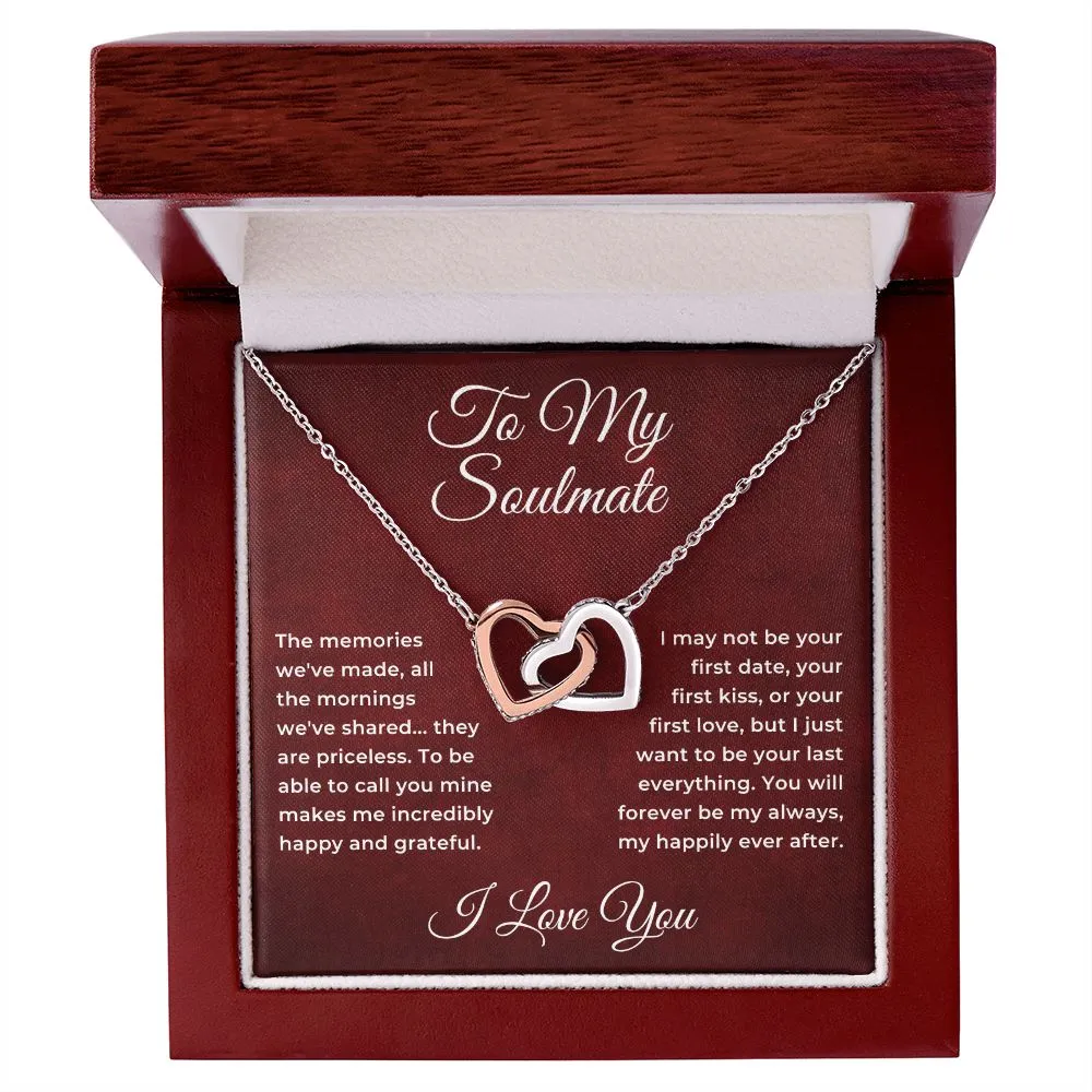 To My Soulmate From Husband Boyfriend Interlocking Hearts Pendant Necklace Jewelry Gift