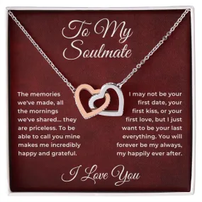 To My Soulmate From Husband Boyfriend Interlocking Hearts Pendant Necklace Jewelry Gift