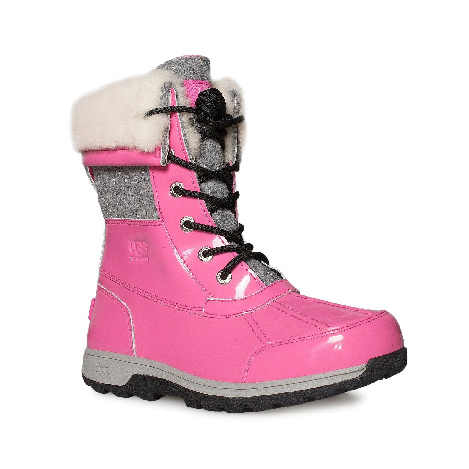 UGG Butte II Patent Pink Azalea Boots - Youth