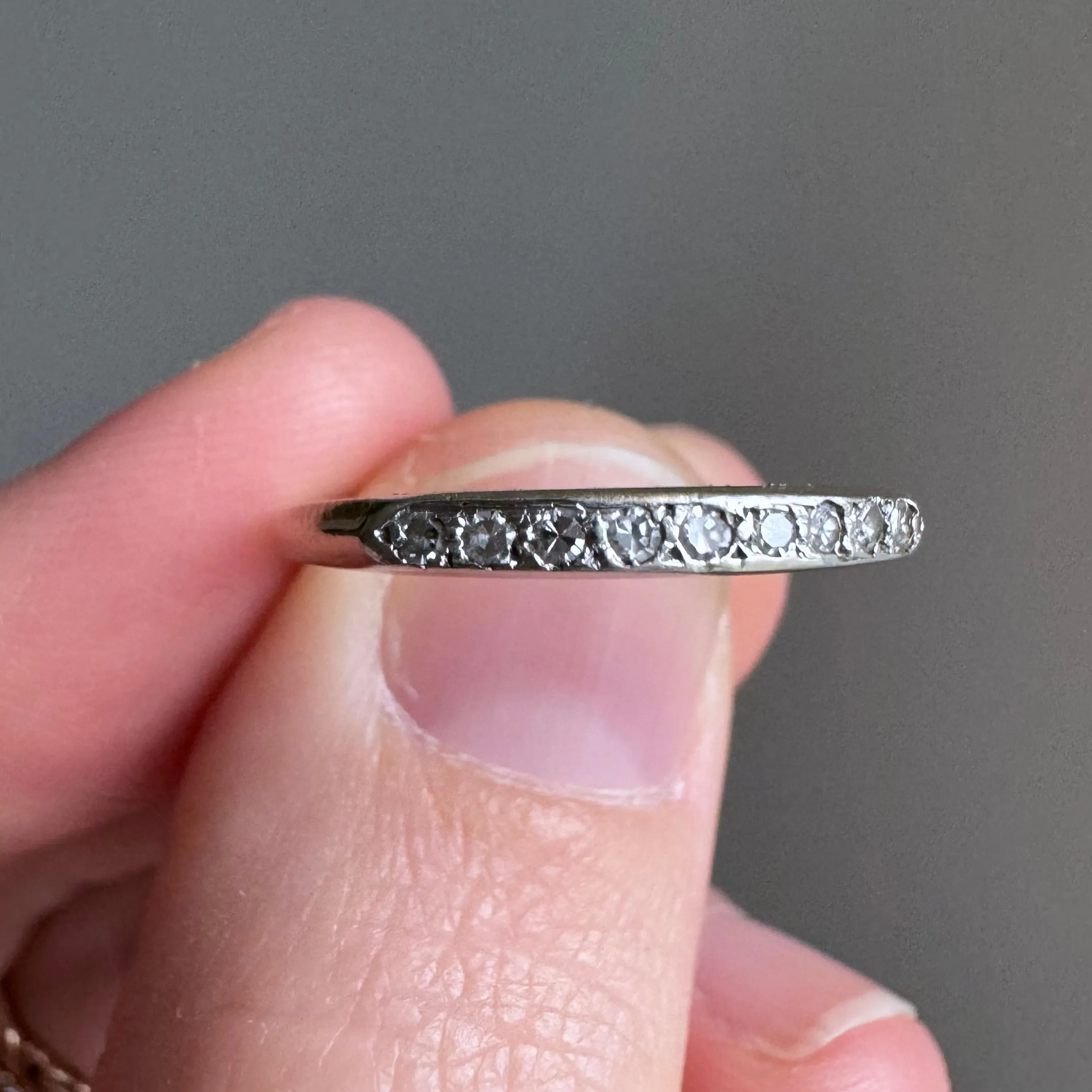 V I N T A G E // nine in a row / 14k yellow and white gold diamond band / size 6.5-6.75