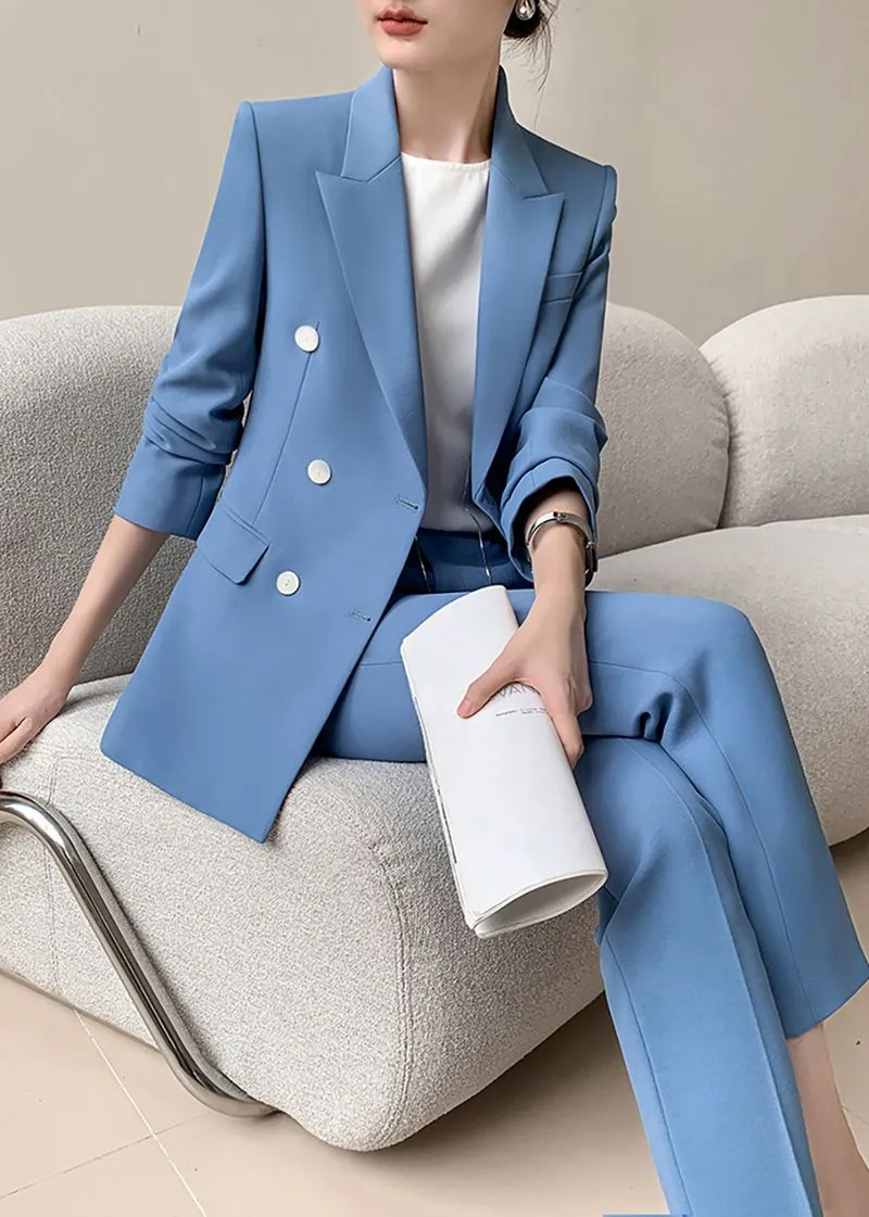 Valerie Double Breasted Blazer & Cropped Pants Two-Piece Set