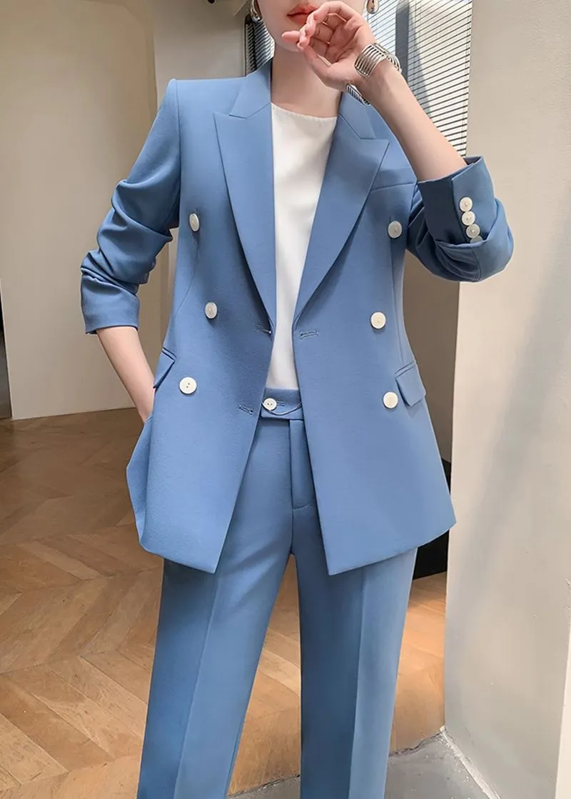 Valerie Double Breasted Blazer & Cropped Pants Two-Piece Set