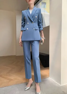 Valerie Double Breasted Blazer & Cropped Pants Two-Piece Set